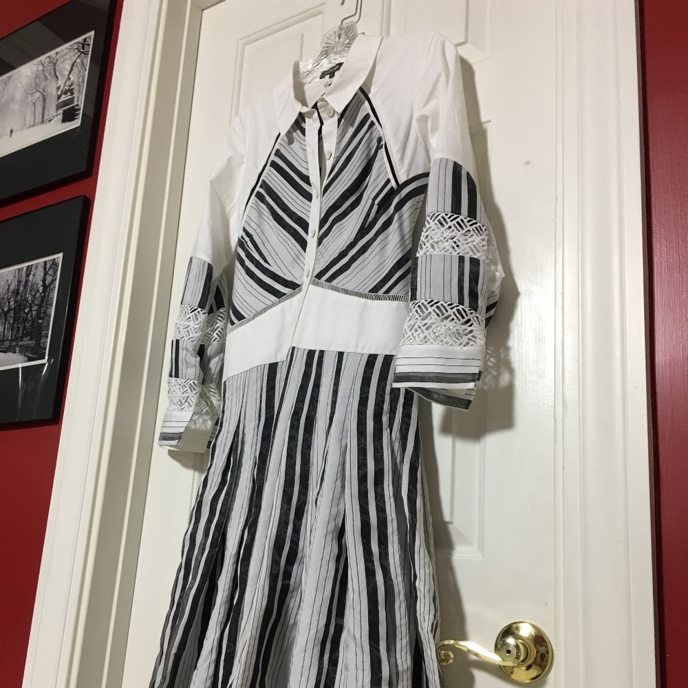 Zac Posen Organdy Stripe Black White Dress $1290! - Picture 9 of 14